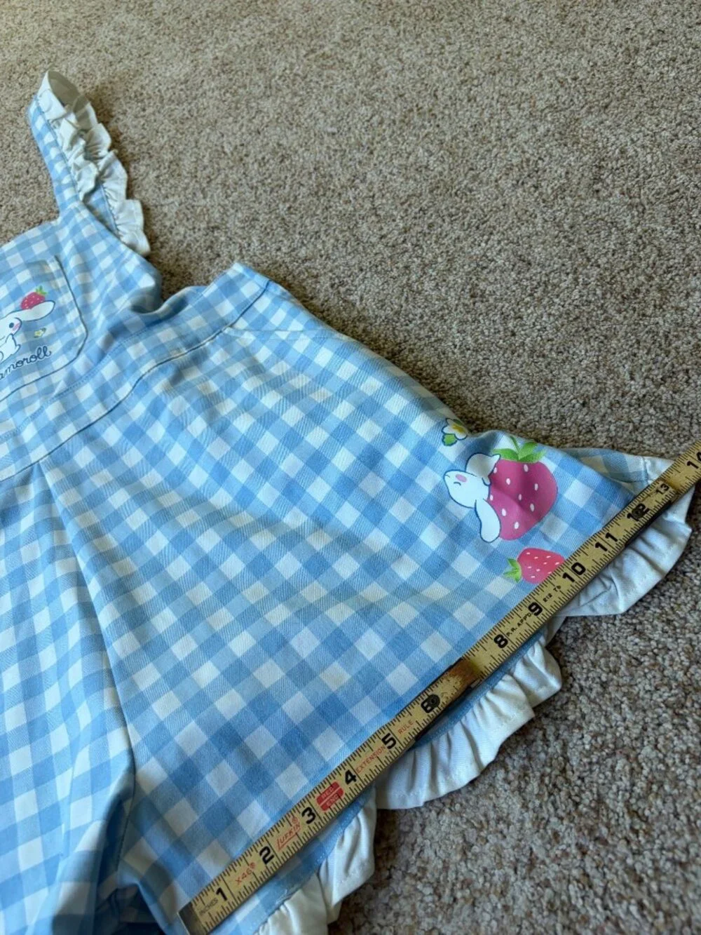 Cinnamoroll Sanrio Gingham Strawberry Ruffle Shortalls Womens XL Kawaii Picnic